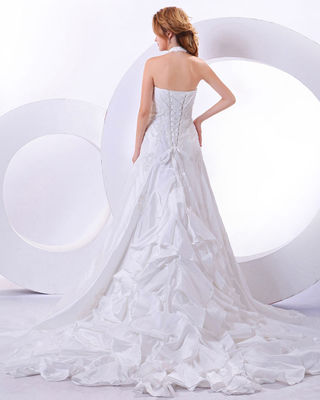 कस्टम मेड अराउंड द नेक स्ट्रैप एप्लिक्स वेडिंग ड्रेस फॉर बर्डल, गर्ल्स, वूमेन