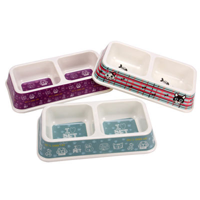 थोक मूल्य फैक्टरी अनुकूलित डबल स्क्वायर मेलामाइन कुत्ता और बिल्ली पालतू कटोरा