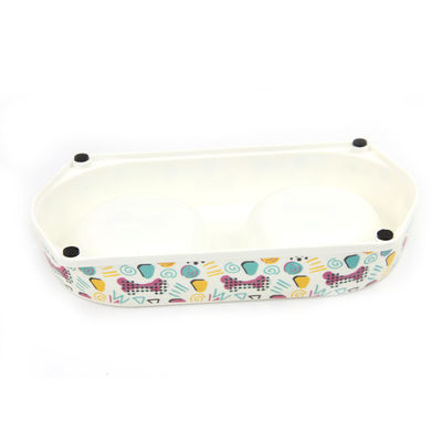 पालतू पशु उत्पाद इको बांस फाइबर प्रीमियम डॉग डबल बाउल